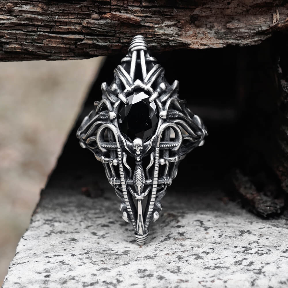 Gothic Skeleton Treasure Sterling Silver Ring | Gthic.com