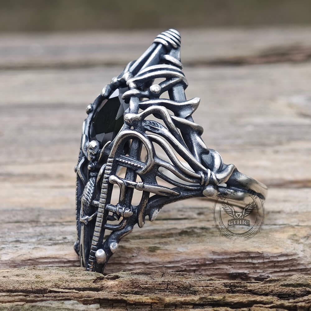 Gothic Skeleton Treasure Sterling Silver Ring