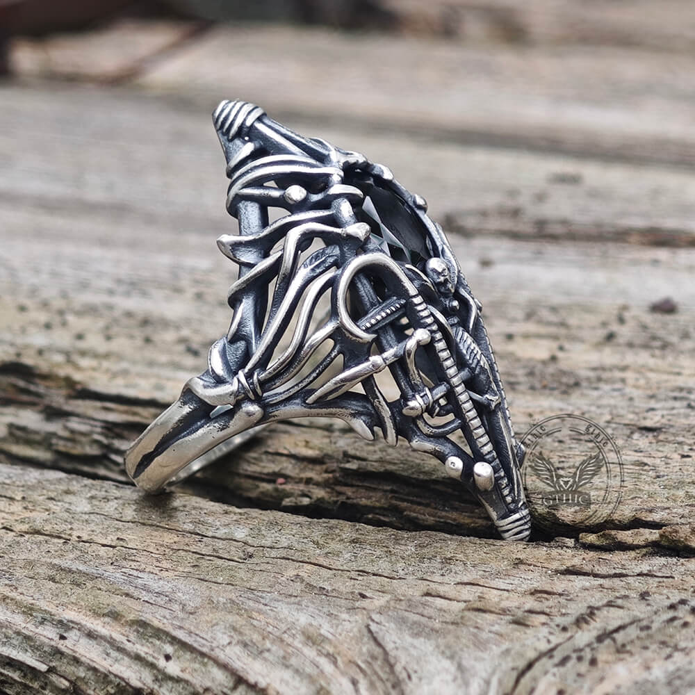 Gothic Skeleton Treasure Sterling Silver Ring | Gthic.com