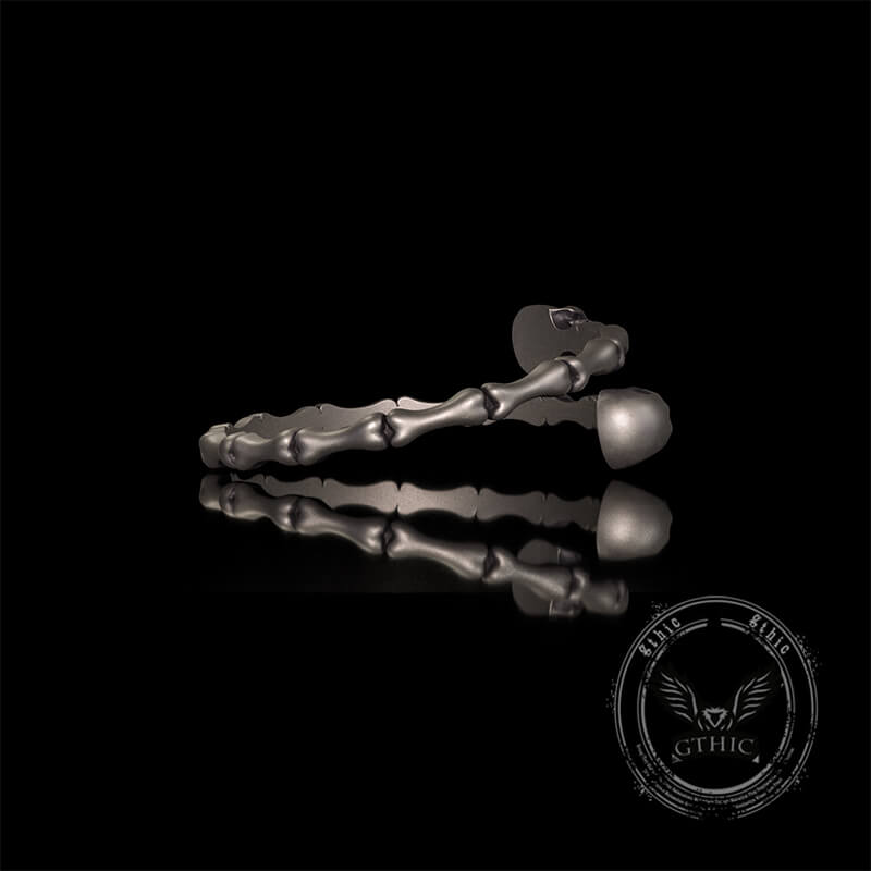 Gothic Skull Bone Sterling Silver Open Bracelet | Gthic.com