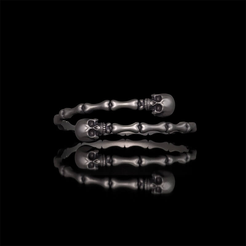Gothic Skull Bone Sterling Silver Open Bracelet | Gthic.com