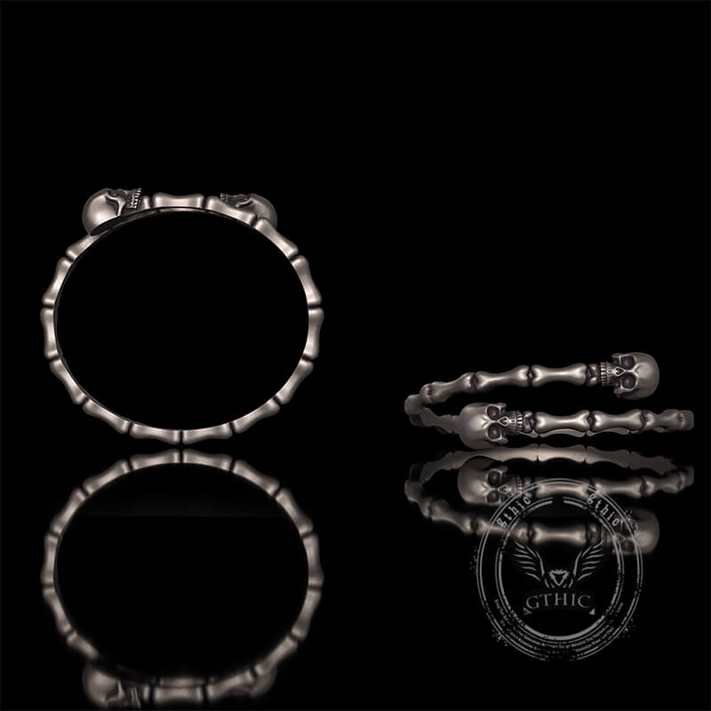 Gothic Skull Bone Sterling Silver Open Bracelet | Gthic.com