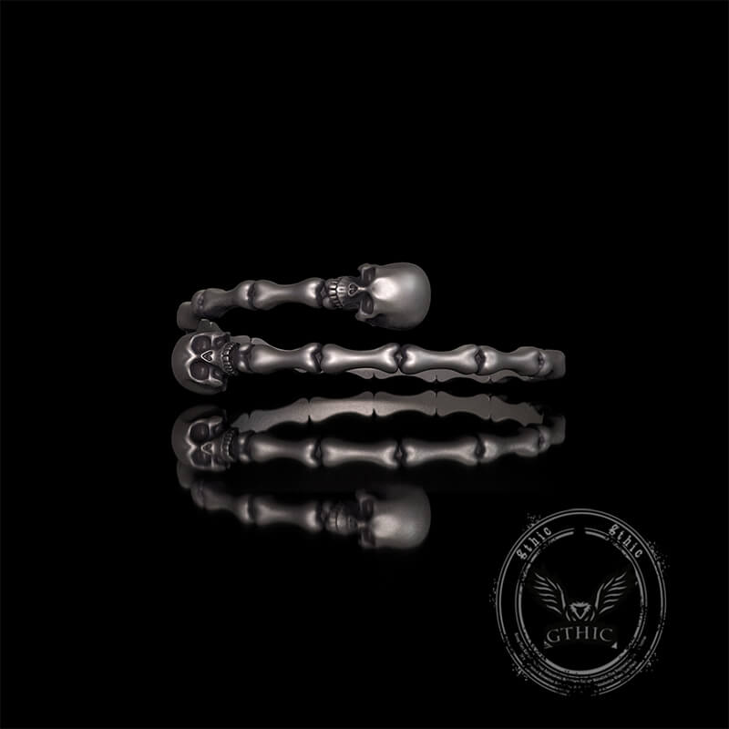 Gothic Skull Bone Sterling Silver Open Bracelet | Gthic.com