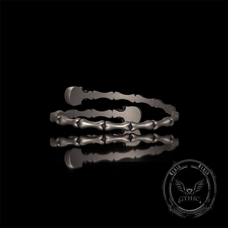 Gothic Skull Bone Sterling Silver Open Bracelet | Gthic.com