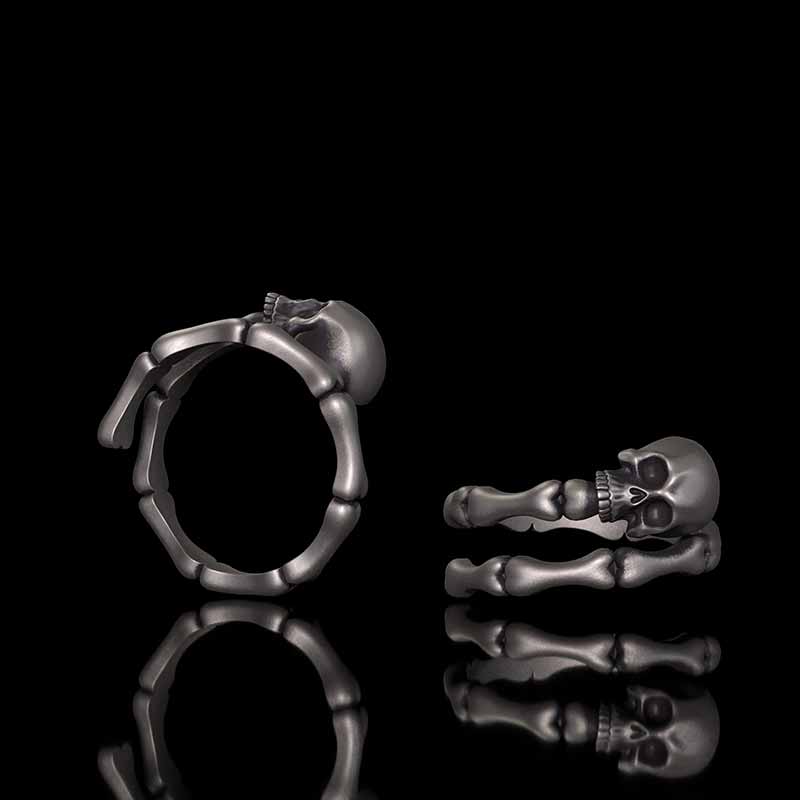 Gothic Skull Bone Sterling Silver Open Ring 01 | Gthic.com