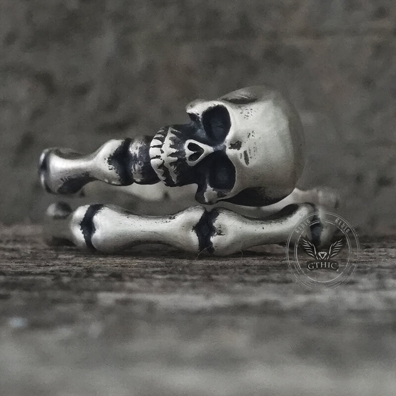 Gothic Skull Bone Sterling Silver Open Ring | Gthic.com