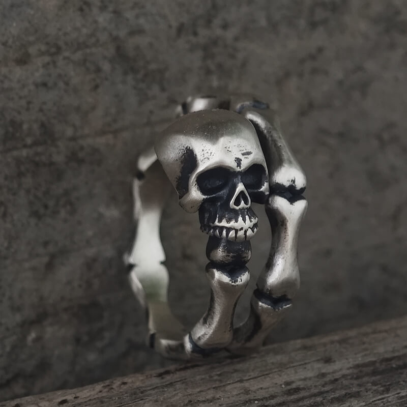 Gothic Skull Bone Sterling Silver Open Ring | Gthic.com