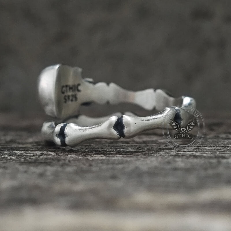 Gothic Skull Bone Sterling Silver Open Ring