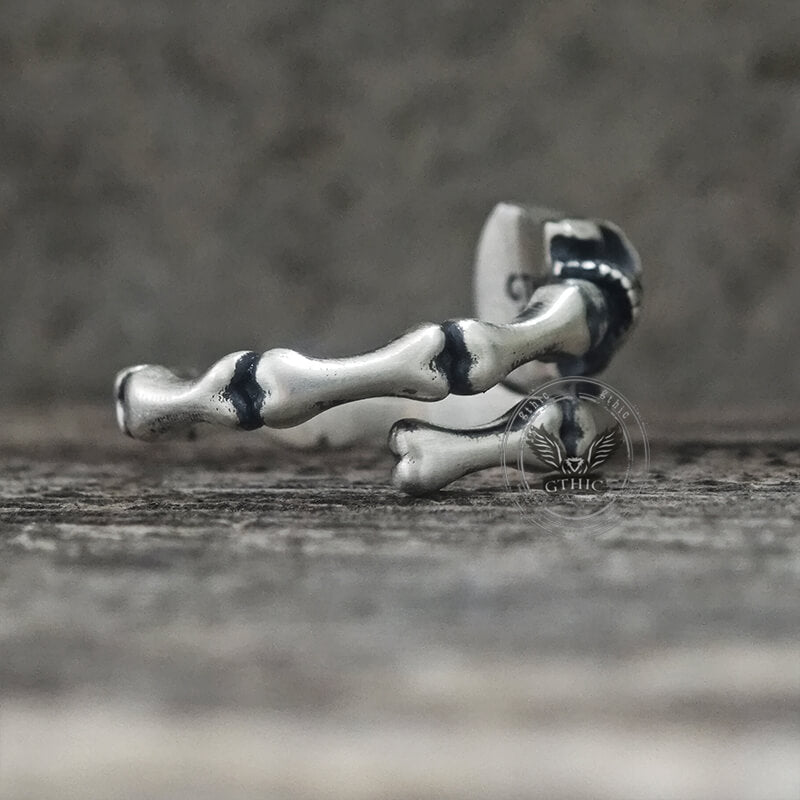 Gothic Skull Bone Sterling Silver Open Ring