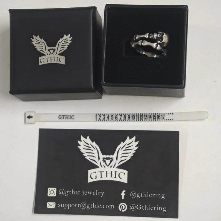 Gothic Skull Bone Sterling Silver Open Ring