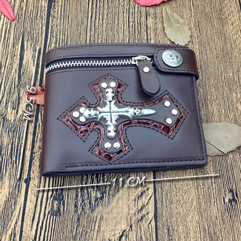 Cartera Budded Cross de piel sintética con calavera