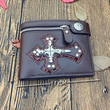 Gothic Skull Cross Bifold Leather Wallet