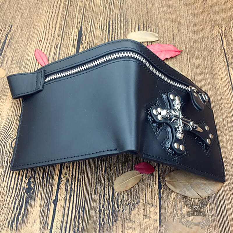 Cartera Budded Cross de piel sintética con calavera