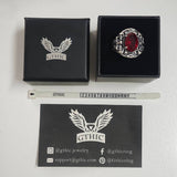 Gothic Skull Crossbones Sterling Silver Gem Ring