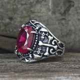 Gothic Skull Crossbones Sterling Silver Gem Ring | Gthic.com