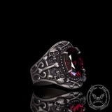 Gothic Skull Crossbones Sterling Silver Gem Ring | Gthic.com