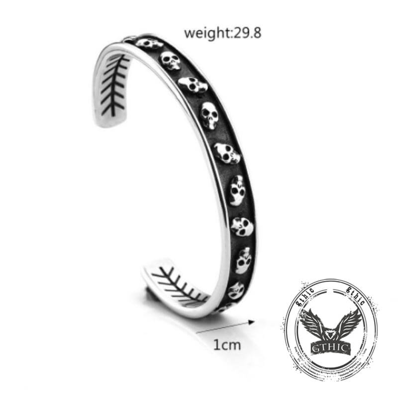 Gothic Skull Fishbone Stainless Steel Open Bracelet | Gthic.com