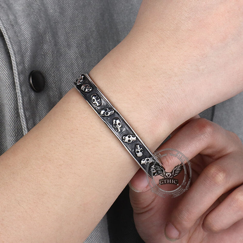 Gothic Skull Fishbone Stainless Steel Open Bracelet – GTHIC