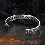 Gothic Skull Fishbone Stainless Steel Open Bracelet