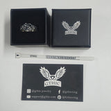 Gothic Skull Hand Holding Rose Sterling Silver Ring