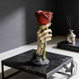 Gothic Skull Hand Rose Resin Candle Holder | Gthic.com