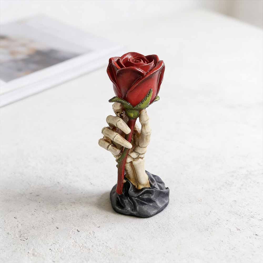 Gothic Skull Hand Rose Resin Candle Holder | Gthic.com