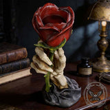 Gothic Skull Hand Rose Resin Candle Holder