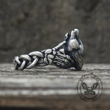 Gothic Skull Hands Holding Heart Sterling Silver Ring