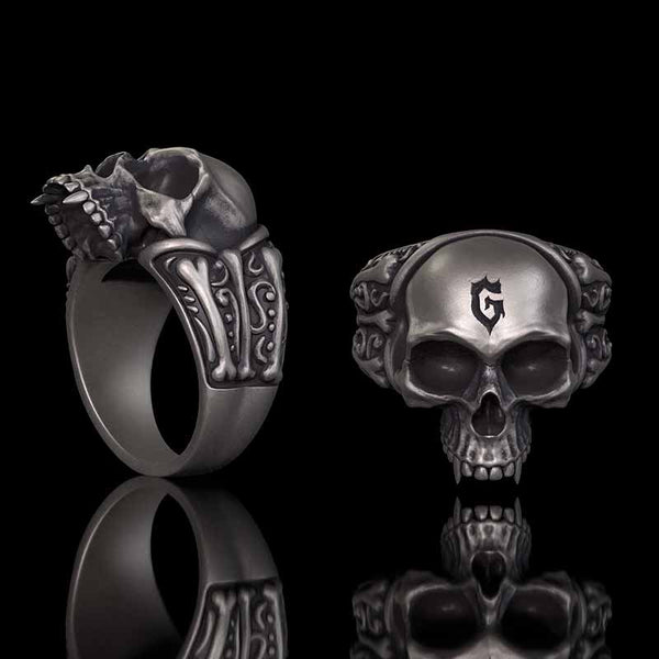 Gothic Skull Head Bone Sterling Silver Ring | Gthic.com