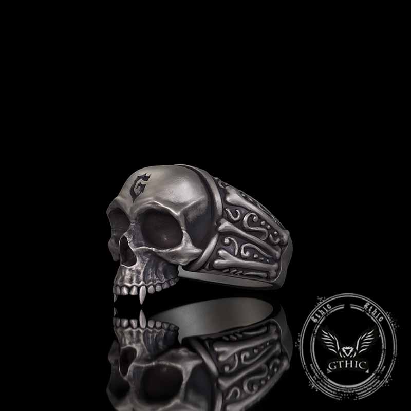 Gothic Skull Head Bone Sterling Silver Ring | Gthic.com
