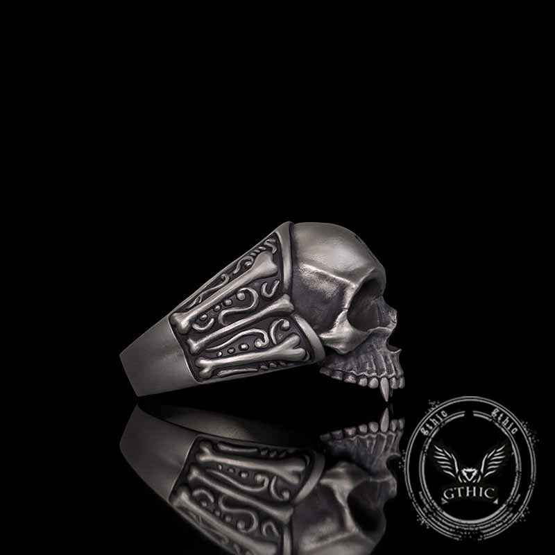 Gothic Skull Head Bone Sterling Silver Ring | Gthic.com