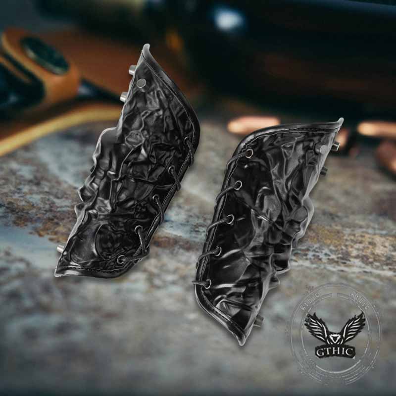 Gothic Skull Head Halloween PU Leather Bracers