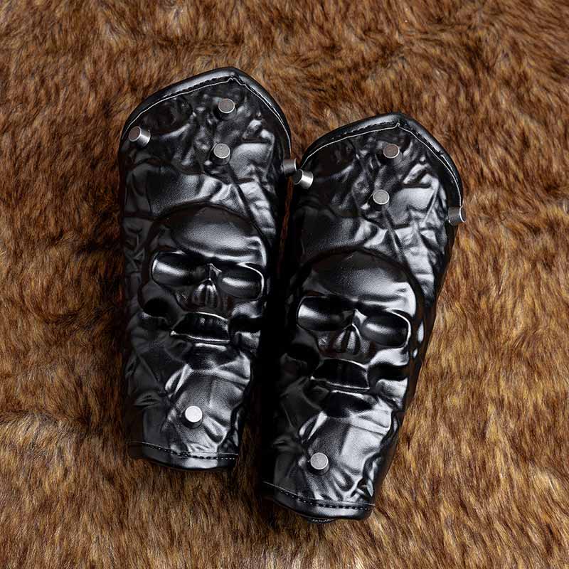 Gothic Skull Head Halloween PU Leather Bracers 02 | Gthic.com