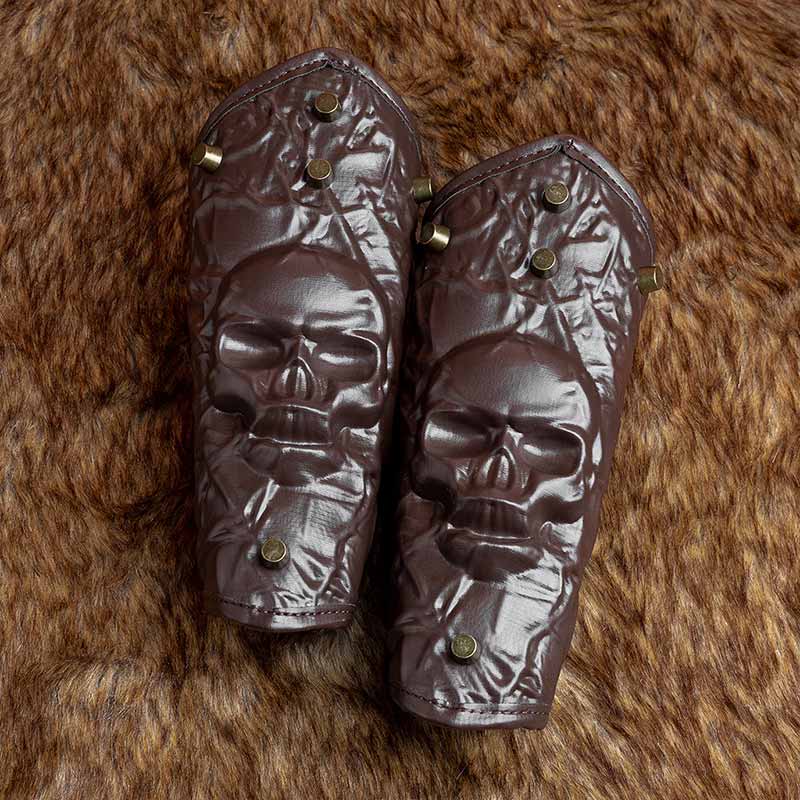Gothic Skull Head Halloween PU Leather Bracers
