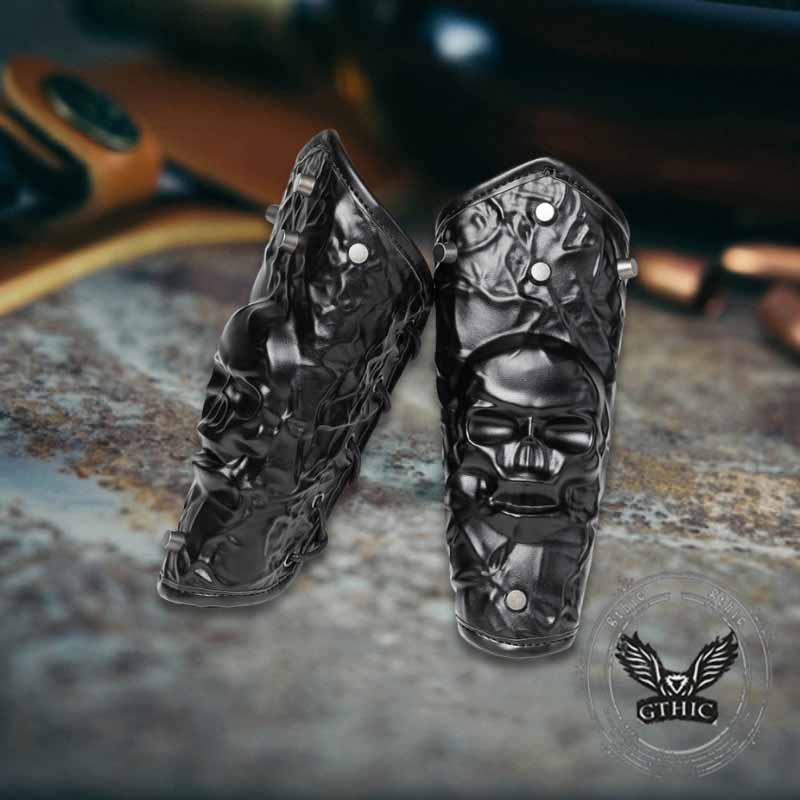 Gothic Skull Head Halloween PU Leather Bracers