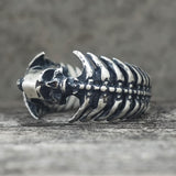 Gothic Skull Head Spine Sterling Silver Ring
