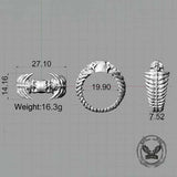 Gothic Skull Head Spine Sterling Silver Ring