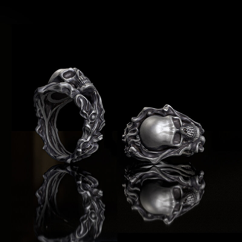 Gothic Skull Head Sterling Silver Ring | Gthic.com