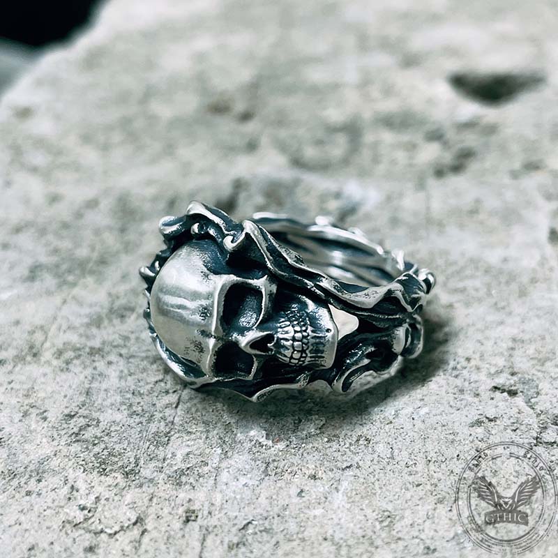 Gothic Skull Head Sterling Silver Ring