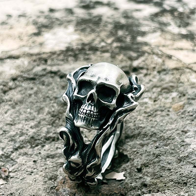 Gothic Skull Head Sterling Silver Ring