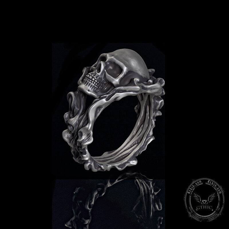Gothic Skull Head Sterling Silver Ring | Gthic.com