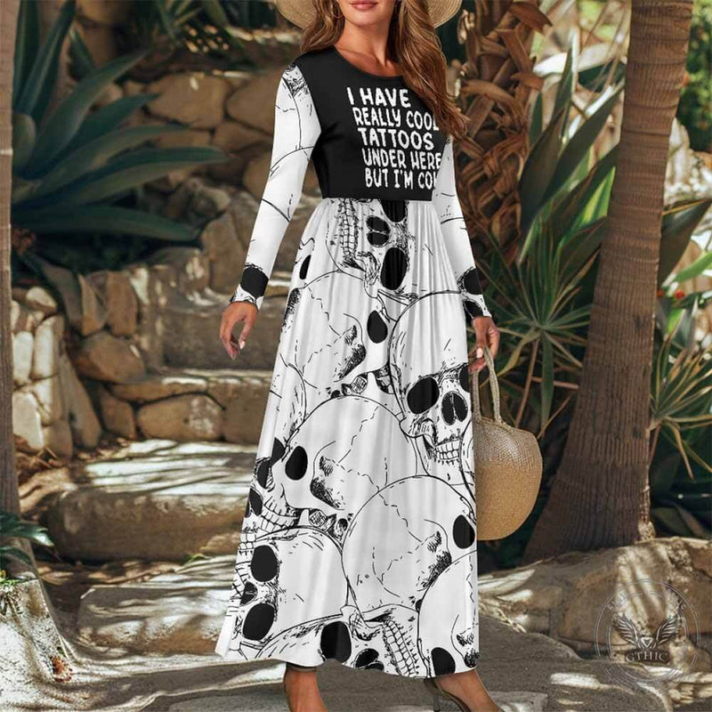 Gothic Skull I Have Really Cool Tattoos Pocket Dress 03 | Gthic.com