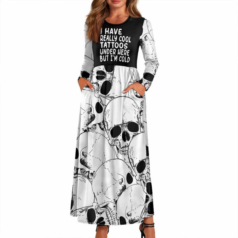 Gothic Skull I Have Really Cool Tattoos Pocket Dress 01 | Gthic.com