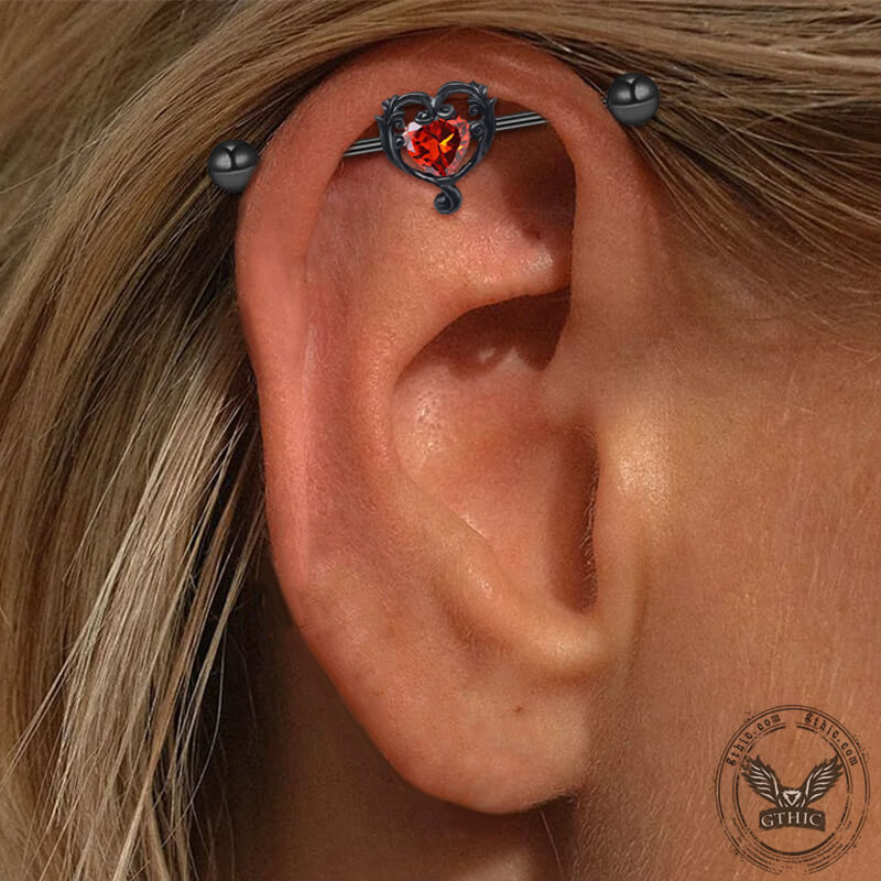 Gothic Skull Moon Stainless Steel Industrial Piercing