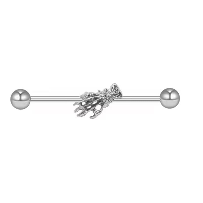 Gothic Skull Moon Stainless Steel Industrial Piercing