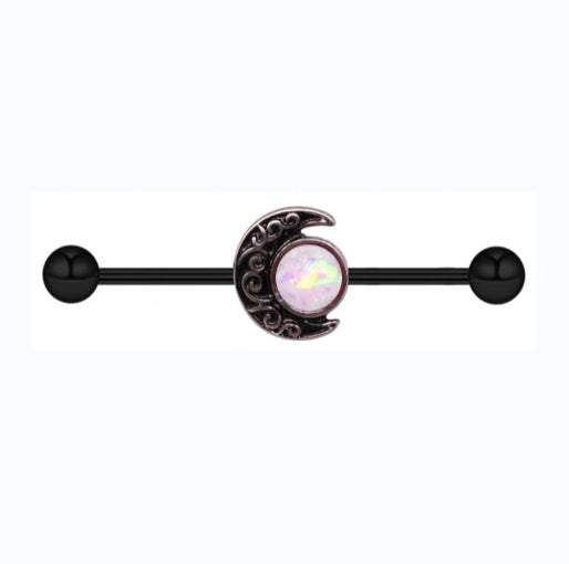 Gothic Skull Moon Stainless Steel Industrial Piercing