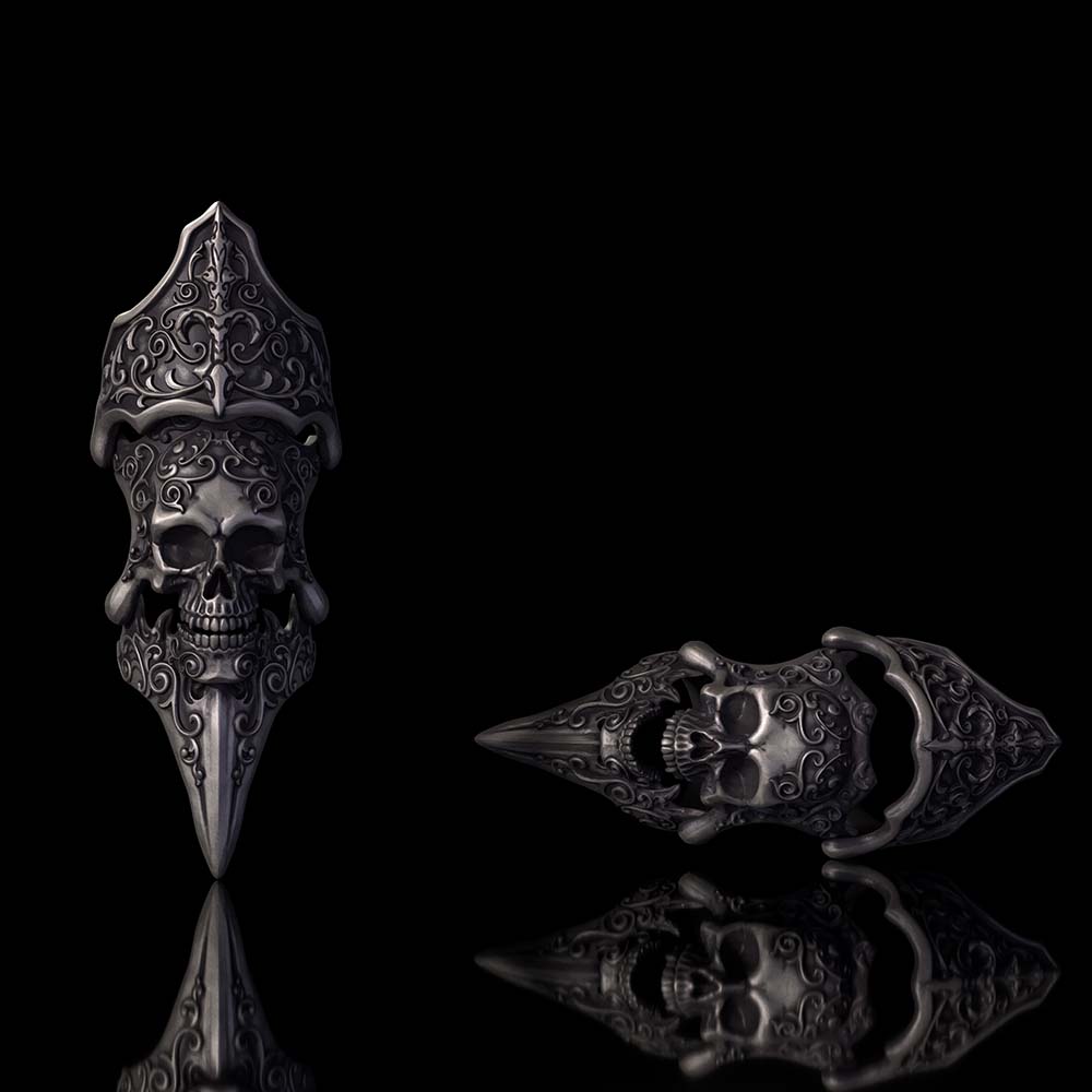Gothic Skull Patterned Sterling Silver Knuckle Ring | Gthic.com