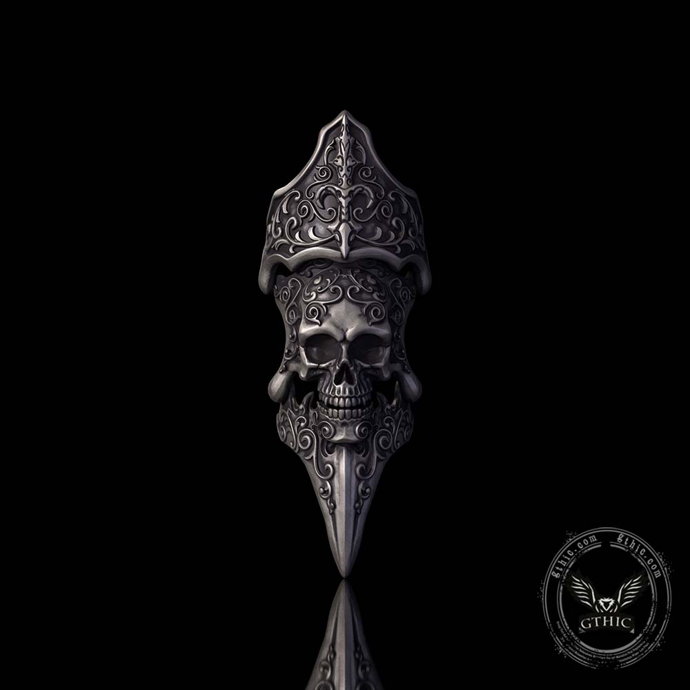 Gothic Skull Patterned Sterling Silver Knuckle Ring | Gthic.com