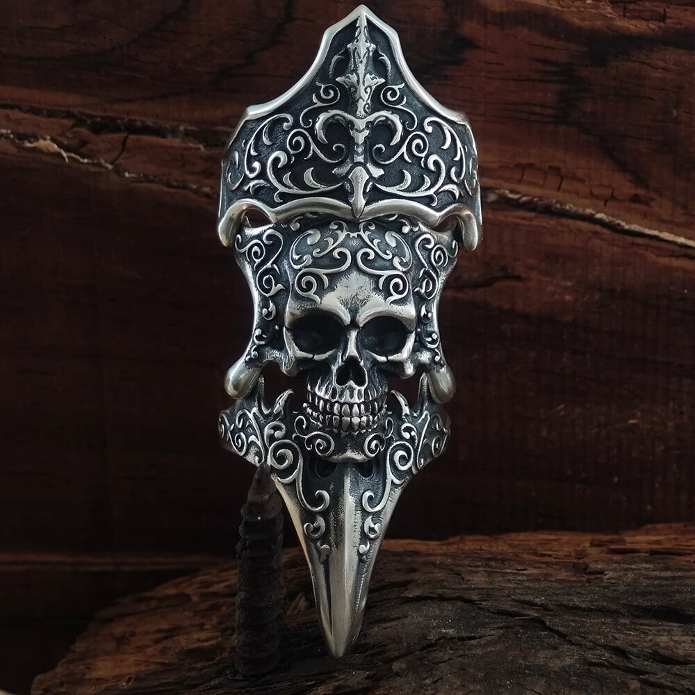Gothic Skull Patterned Sterling Silver Knuckle Ring | Gthic.com
