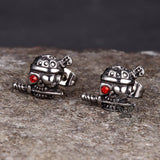 Gothic Skull Pirate Biting Sword Stainless Steel Earrings